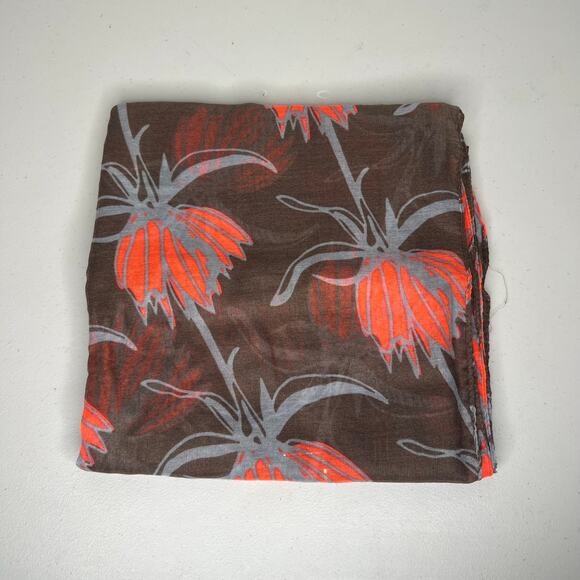 India Hicks Orange & Brown Floral Lightweight Scarf - Picture 3 of 8